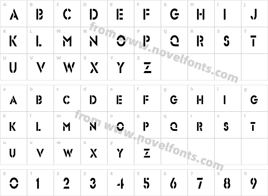 Stencil Sans-Condensed NormalCharacter Map