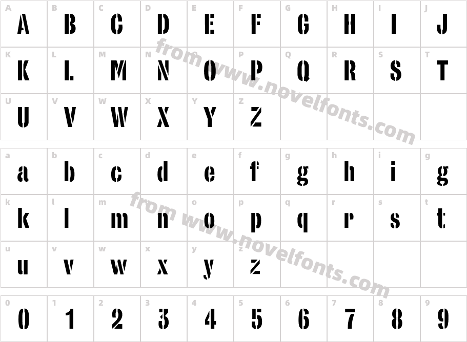 Stencil Sans RegularCharacter Map