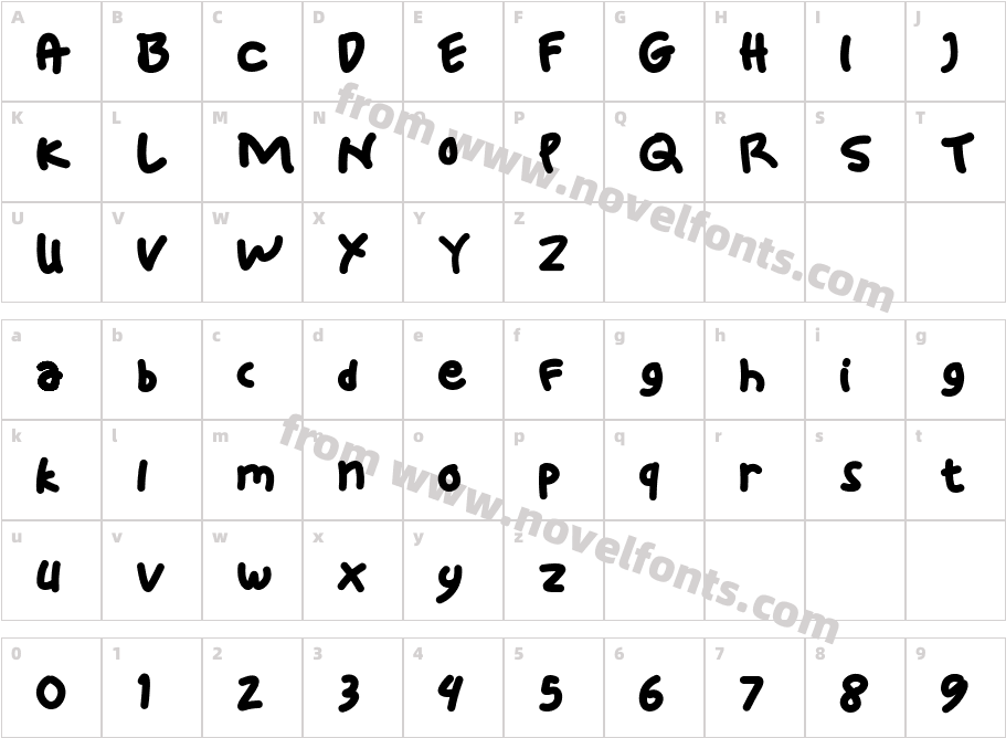 Sticky Bold RegularCharacter Map