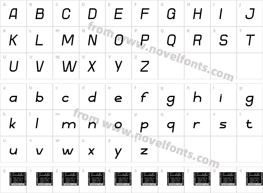 Stigo Thin Italic PERSONALCharacter Map