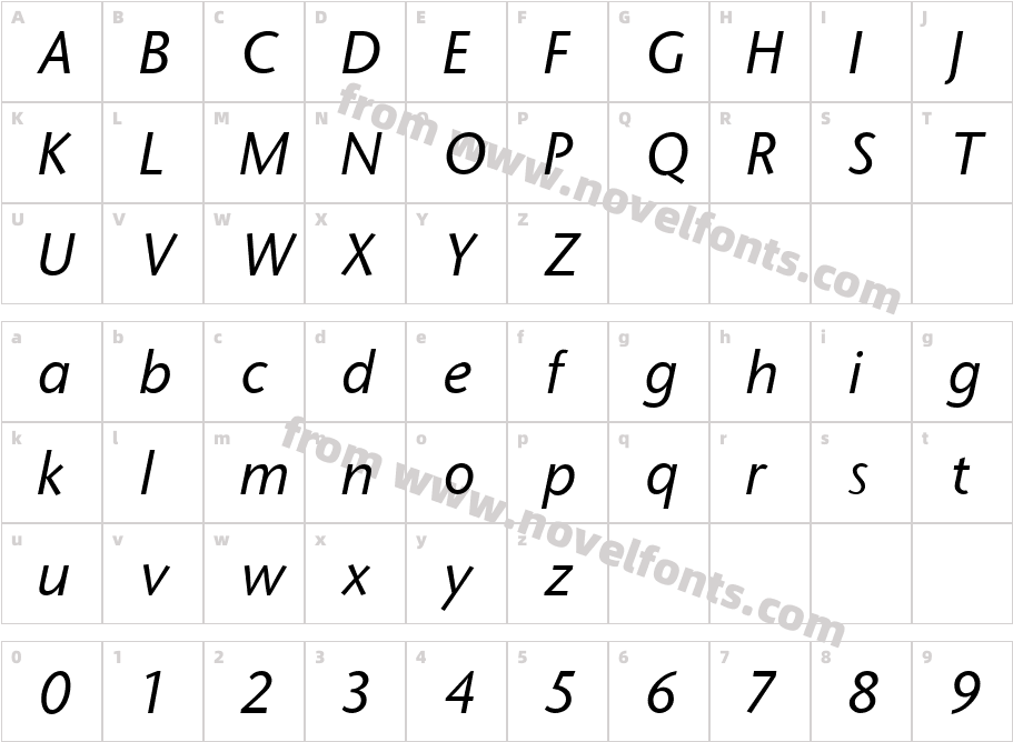 StoneSans ItalicCharacter Map