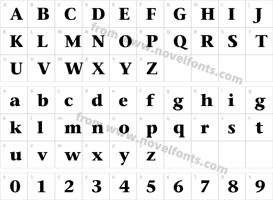 StoneSerifBoldCharacter Map