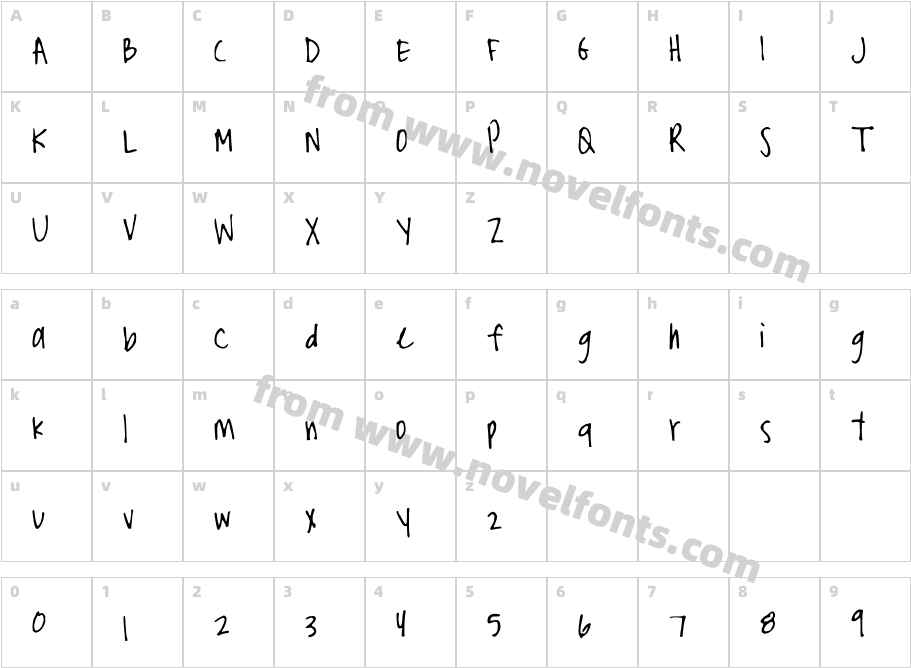 StormysFontNarrowCharacter Map