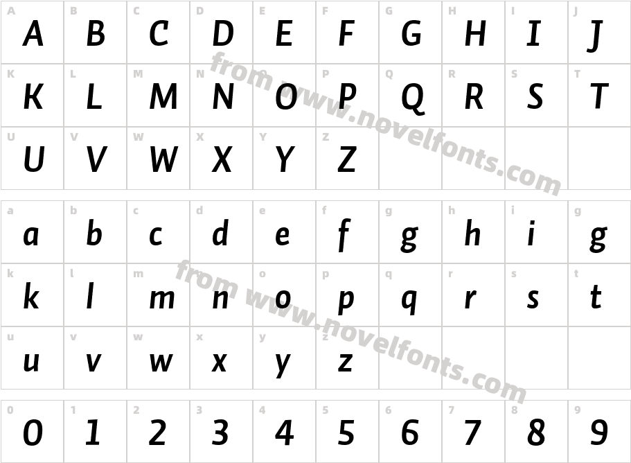 Auto1-BoldItalicLFCharacter Map