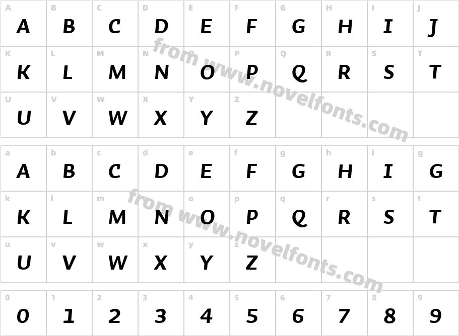 Auto1-BoldItalicSmCpCharacter Map