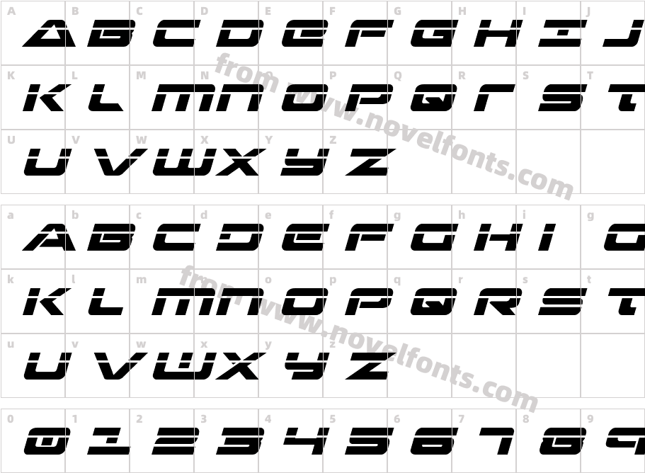 Strikelord Laser ItalicCharacter Map