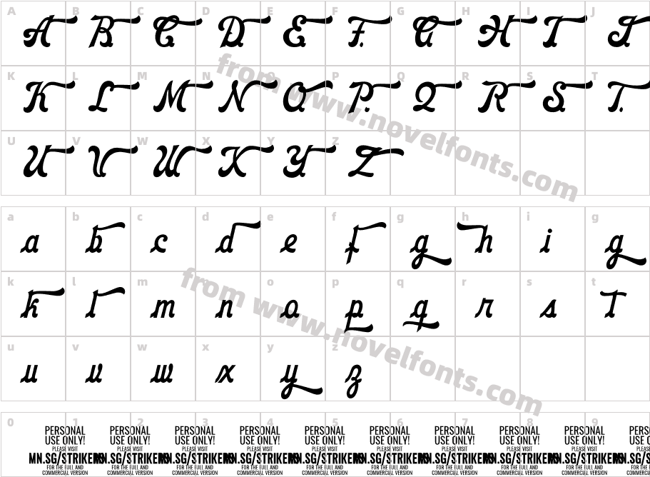 Strikers Swash PERSONAL RegularCharacter Map