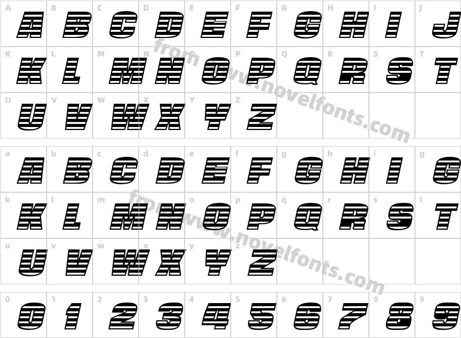 StriperBoldCaps ItalicCharacter Map