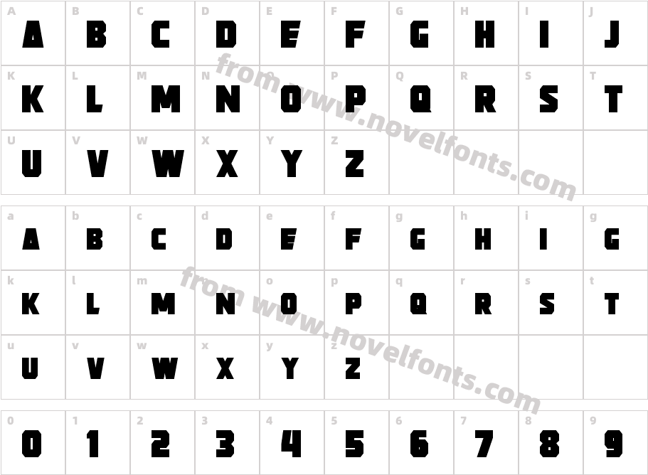 Strongarm BoldCharacter Map