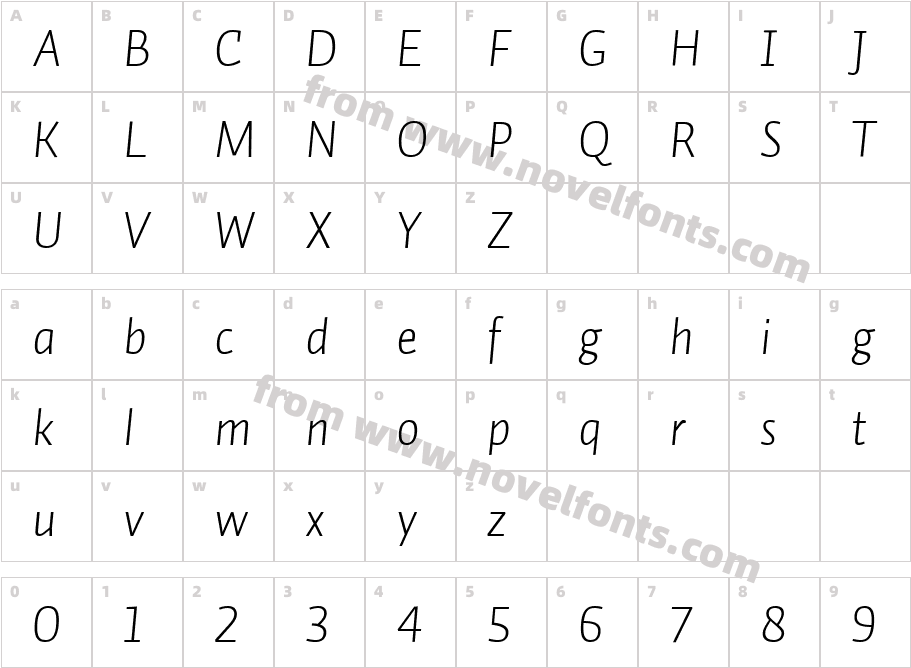 Auto1-LightItalicLFCharacter Map