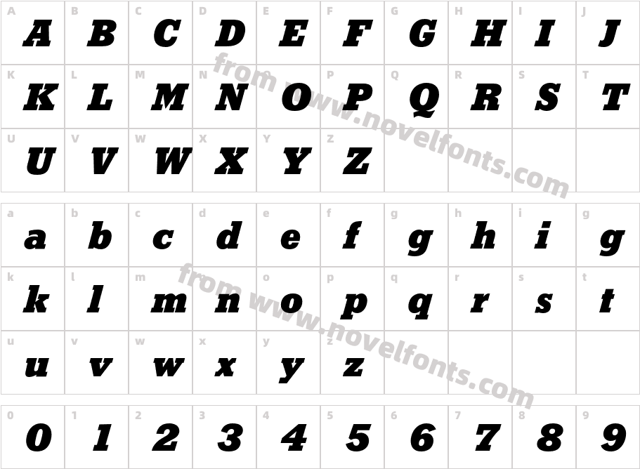 StymieBQ Black ItalicCharacter Map