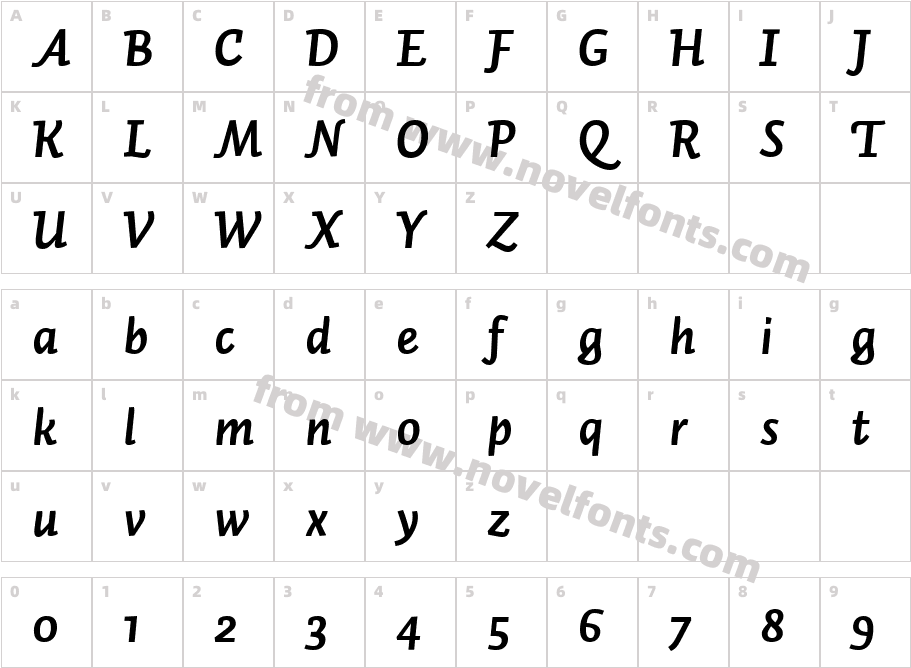 Auto2-BoldItalicCharacter Map