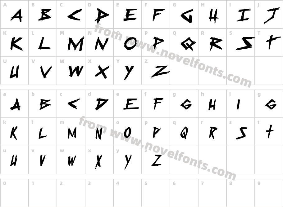 Sugar Death 2 ItalicCharacter Map