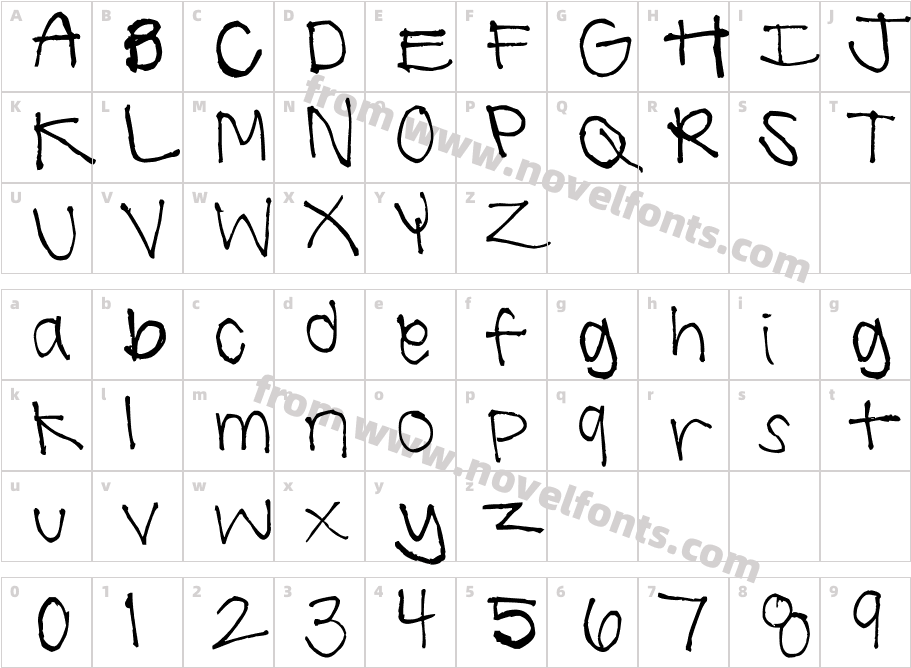 Summer HandwritingCharacter Map