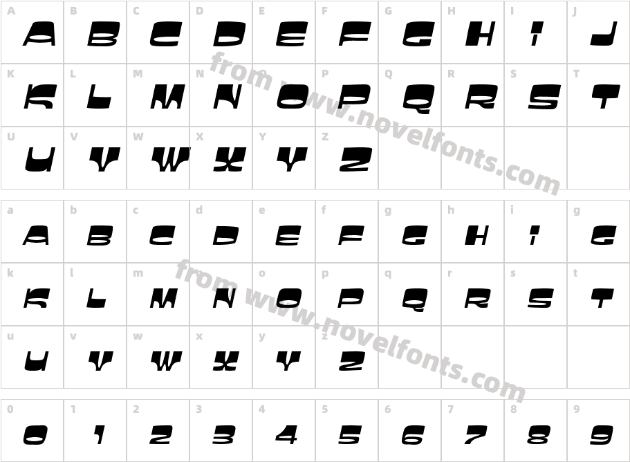 Sunbelt ItalicCharacter Map