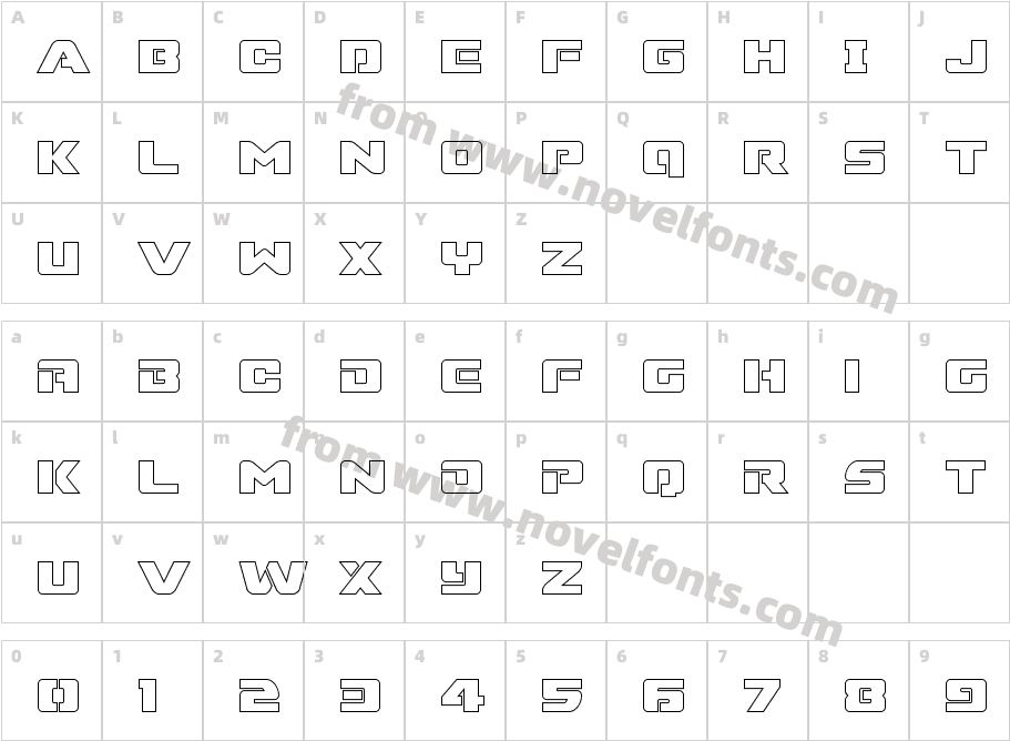 Super Commando OutlineCharacter Map