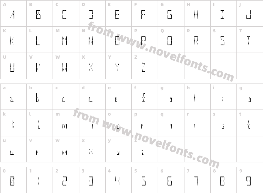 Supernova Display RegularCharacter Map