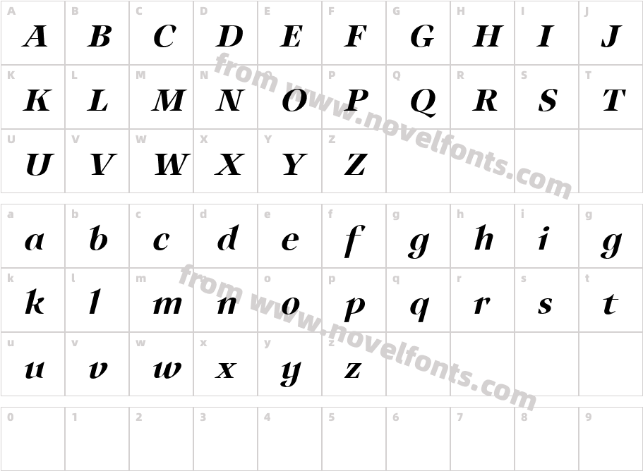 Auxerre 66 Medium Italic reducedCharacter Map