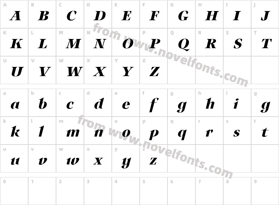 Auxerre 76 Bold Italic reducedCharacter Map