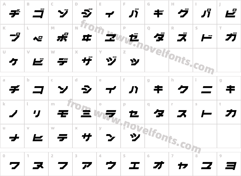 SynthekKana LDRCharacter Map