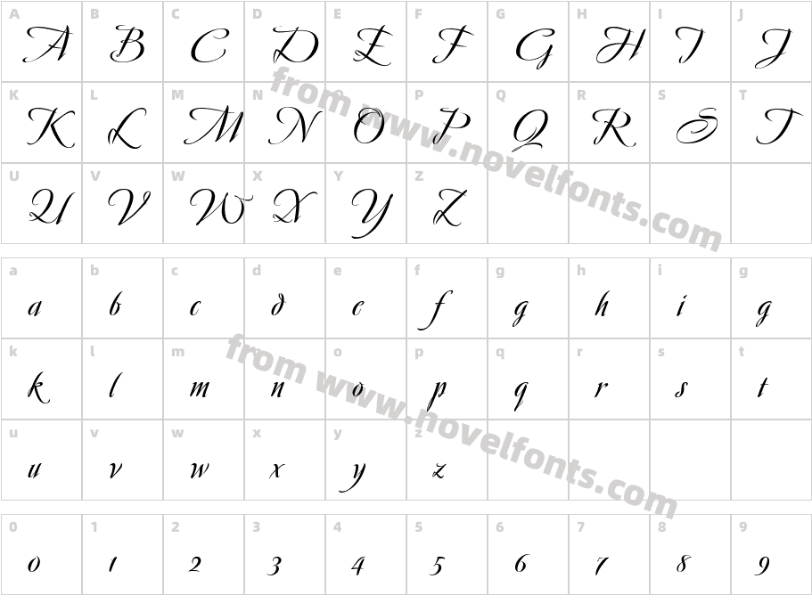 Avalon BoldCharacter Map