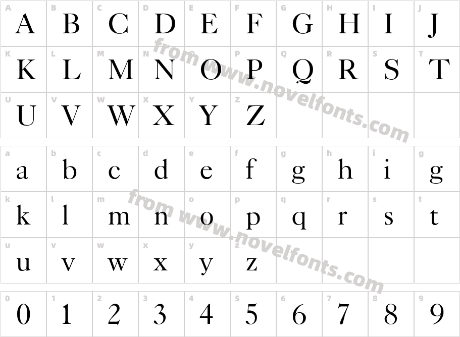 TFCaslonTen LightCharacter Map