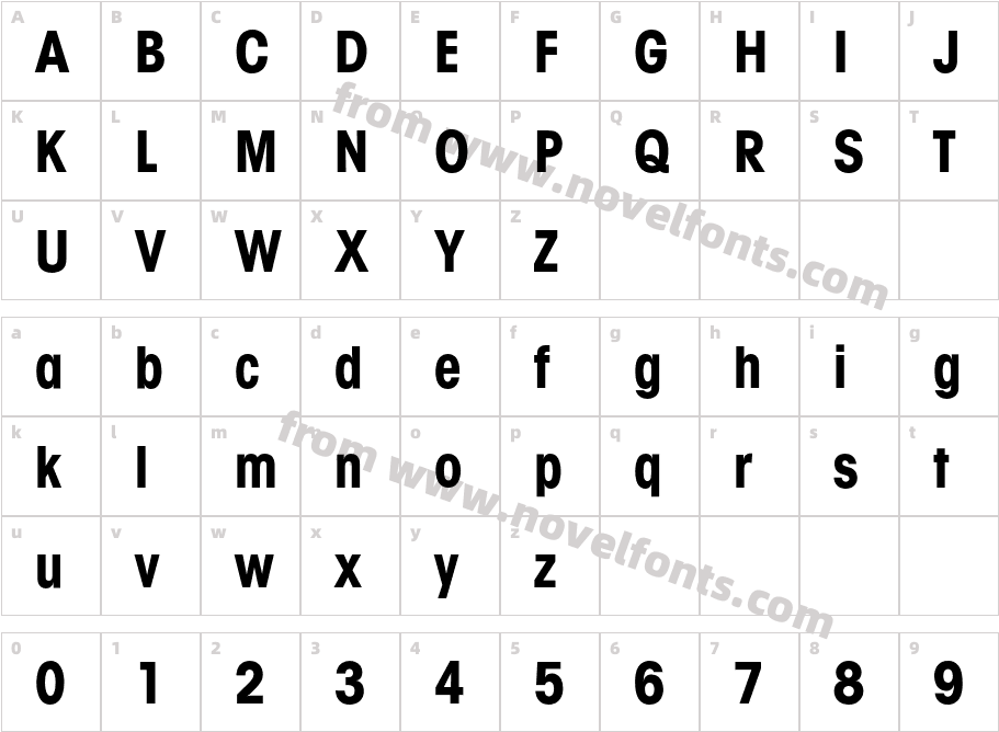 Avant Garde Condensed BQCharacter Map