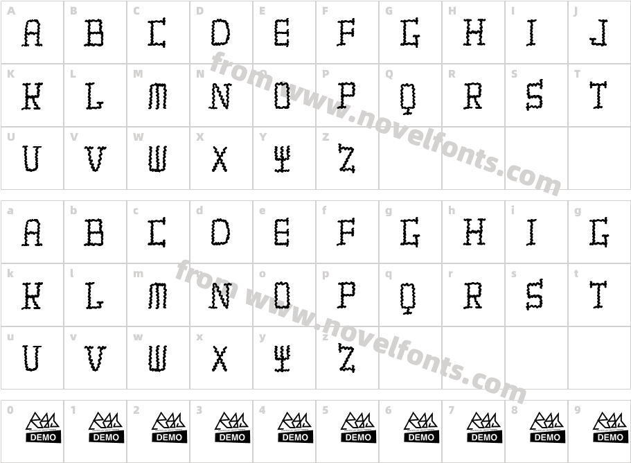 TIRITONA BOLDCharacter Map