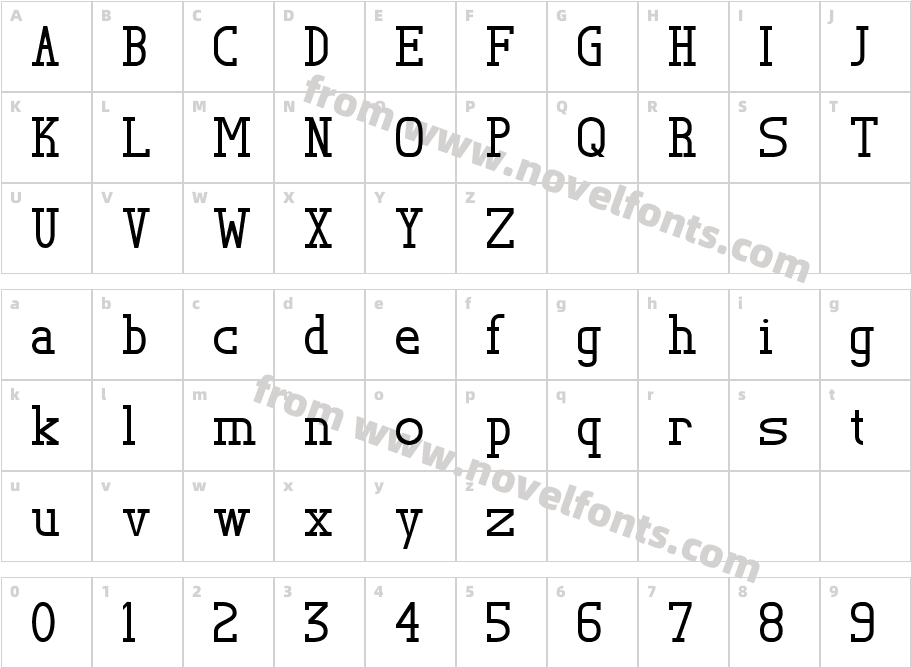 TL SerifCharacter Map