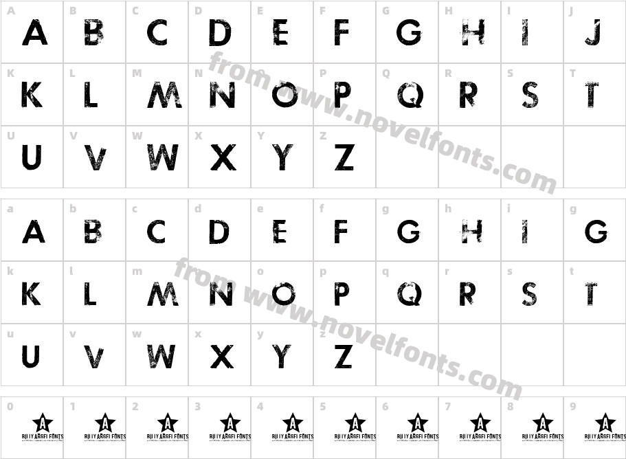 TOSCA ZEROCharacter Map