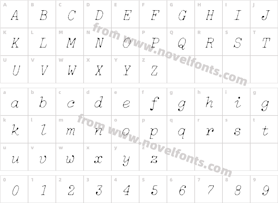 TT2020 Style D ItalicCharacter Map