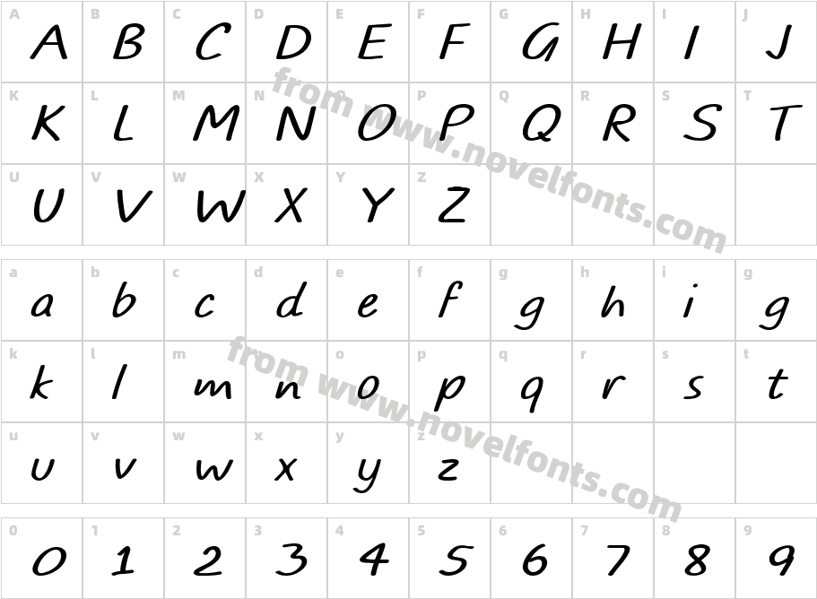 TYPO COMICS Light Italic DEMOCharacter Map