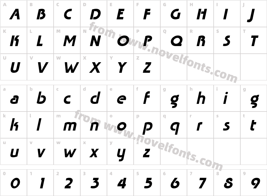 Tabatha ItalicCharacter Map