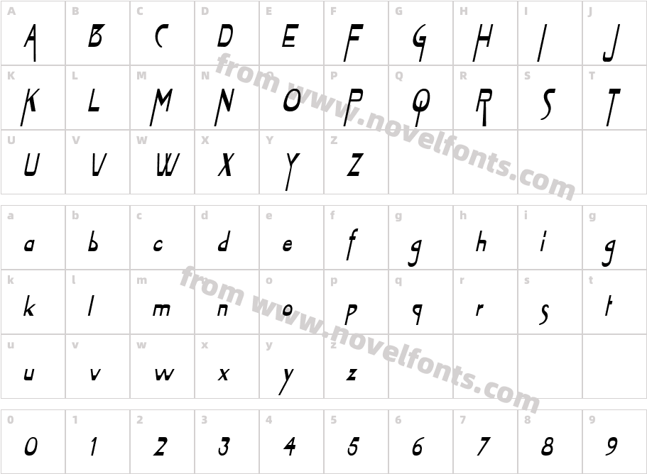 Tablet-Condensed Bold ItalicCharacter Map