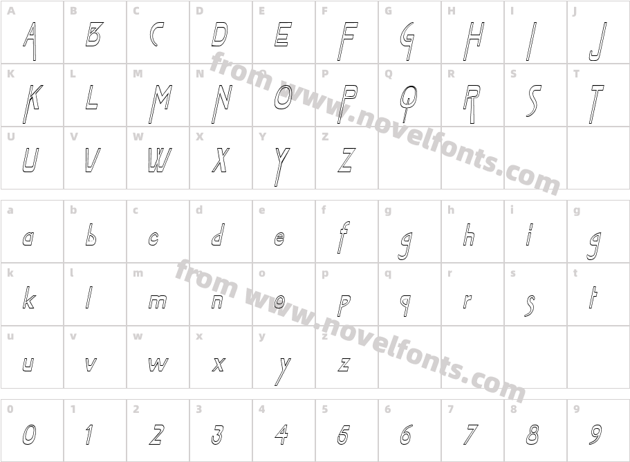 Tablet-Hollow-Condensed ItalicCharacter Map