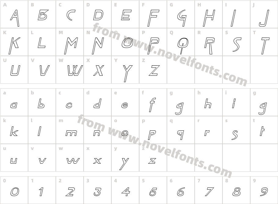 Tablet-Hollow-Extended ItalicCharacter Map