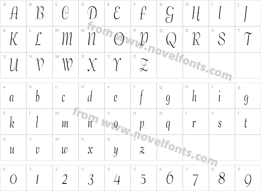 Tango Condensed NormalCharacter Map