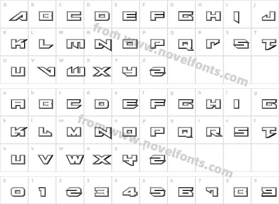 Tarrget Engraved RegularCharacter Map