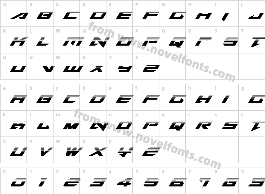 Tarrget Half Tone ItalicCharacter Map