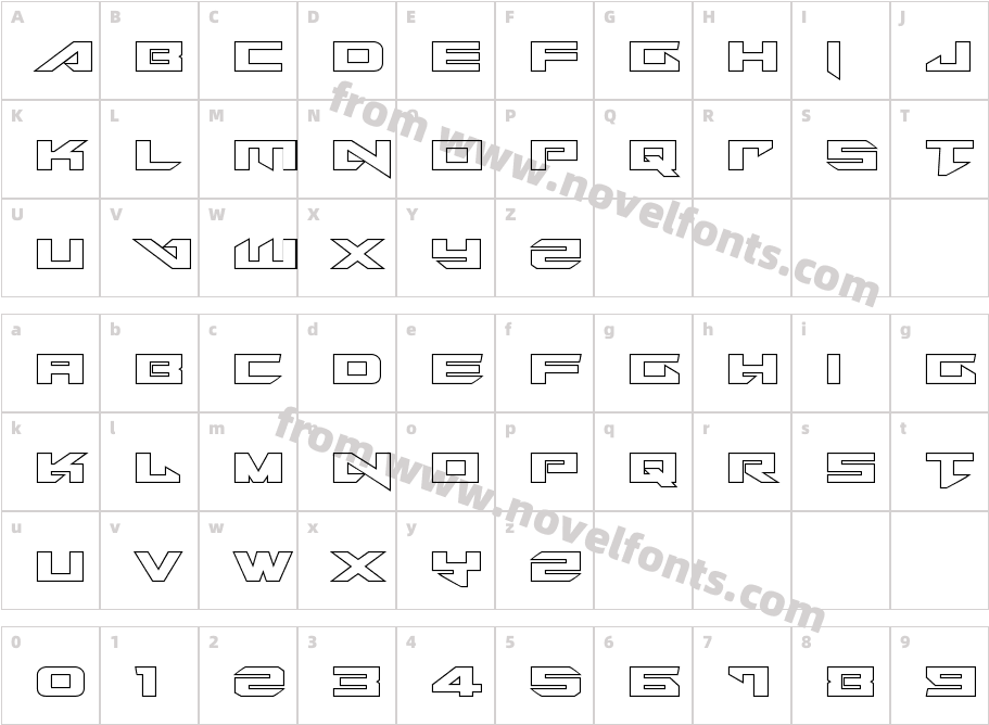 Tarrget Outline RegularCharacter Map