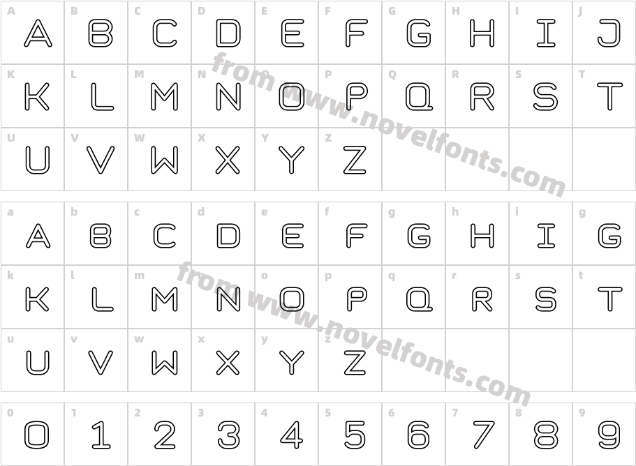 TaurusMonoOutlineCharacter Map