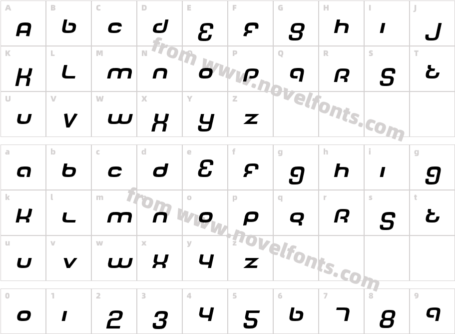 Tech FontCharacter Map