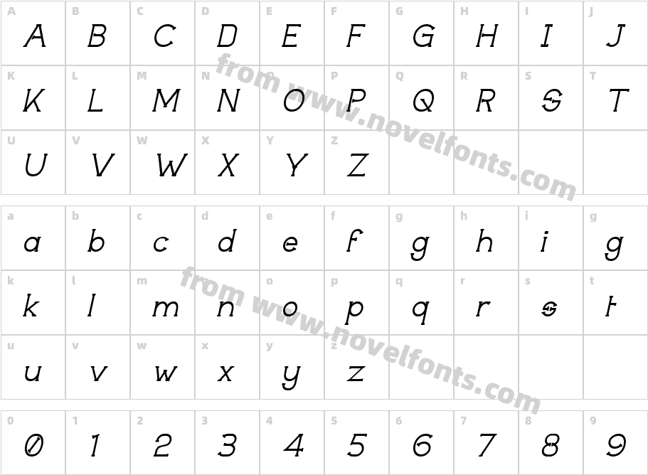 Technically Insane ItalicCharacter Map