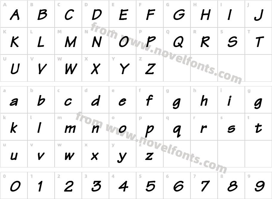 Techno Heavy BoldItalicCharacter Map