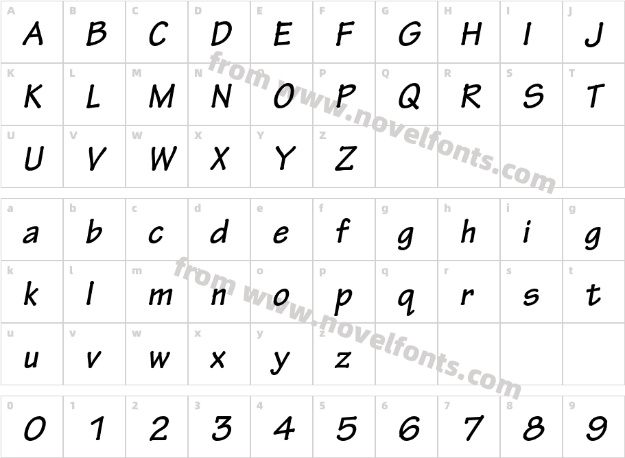 TektonPro-BoldOblCharacter Map