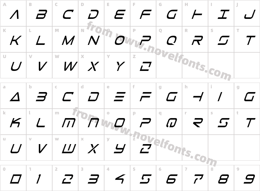 Tele-Marines Condensed ItalicCharacter Map