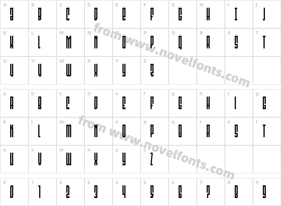 Templar Shield CondensedCharacter Map