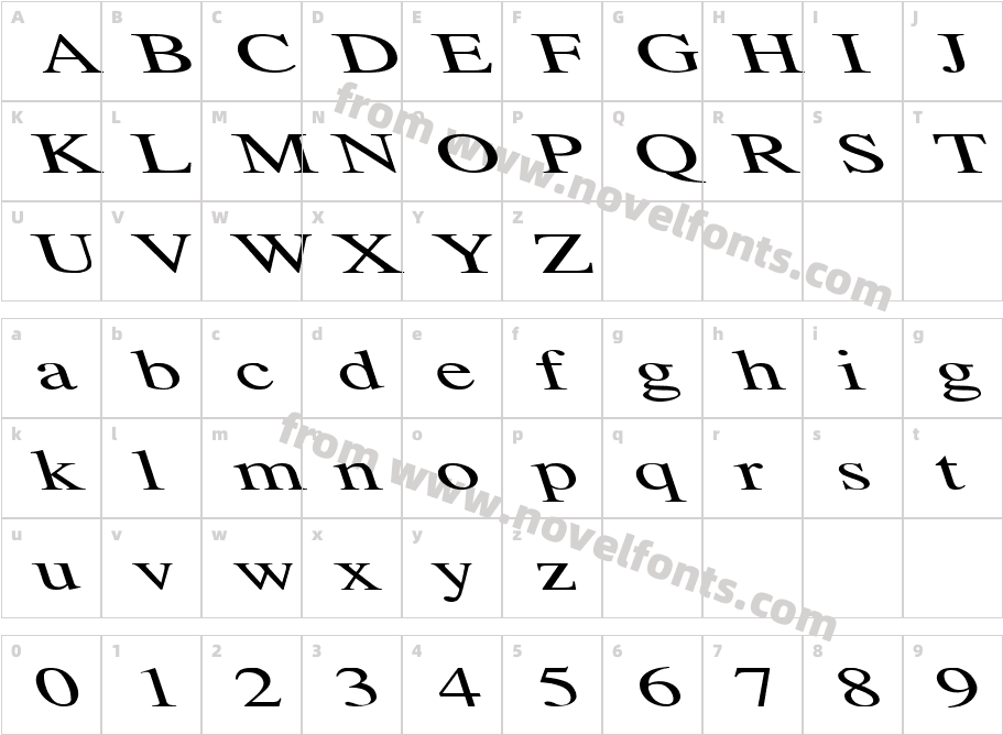 Tempo Font Ex LeftCharacter Map