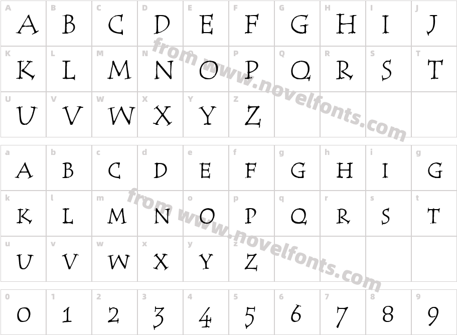 Tempus SC ITC TTCharacter Map