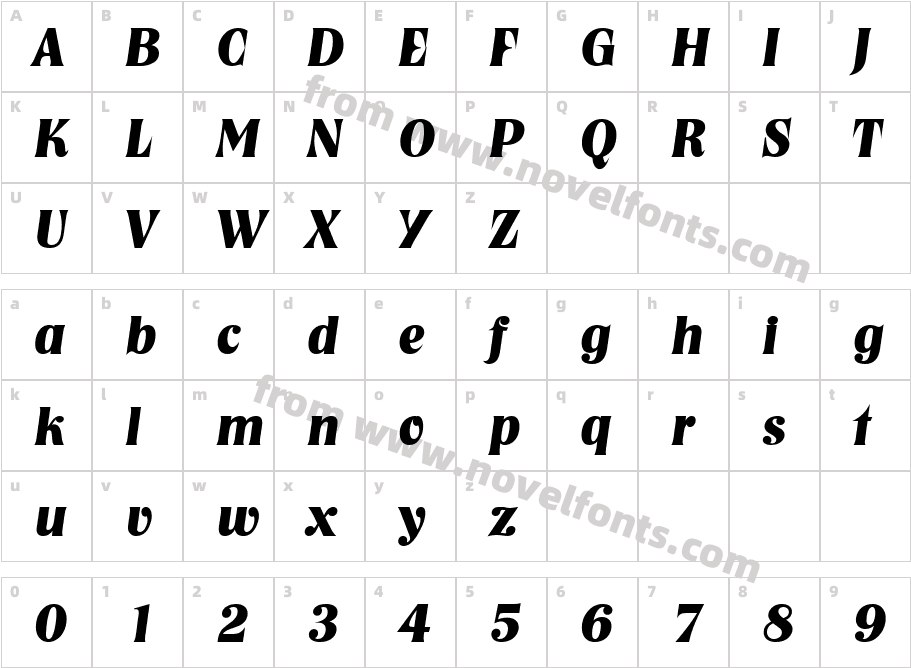 Tennessee Heavy SF Bold ItalicCharacter Map